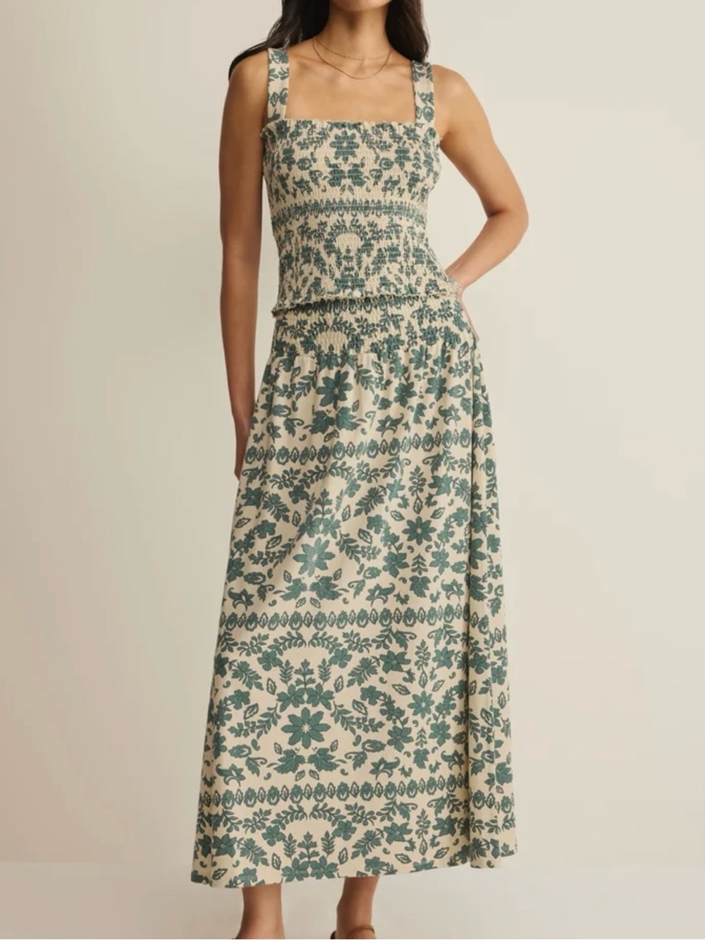Floral Print Midi Skirt and Matching Top